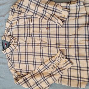 Tommy Hilfiger Beige and Navy Checkered Shirt